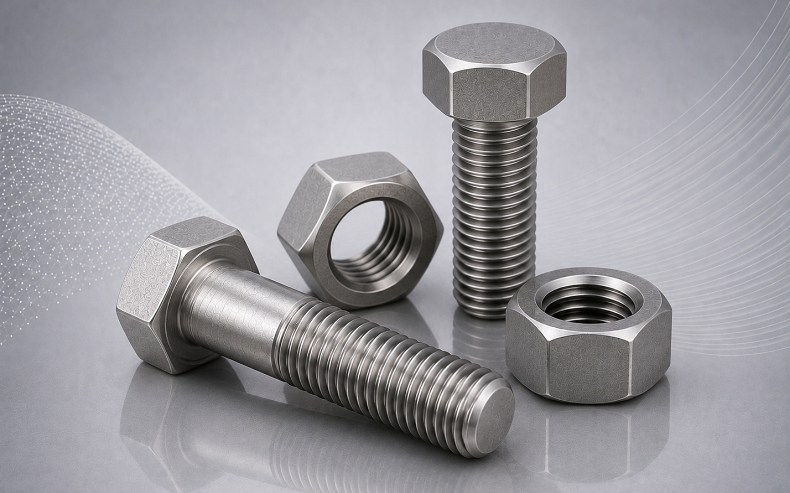 Industrial hex bolts and nuts